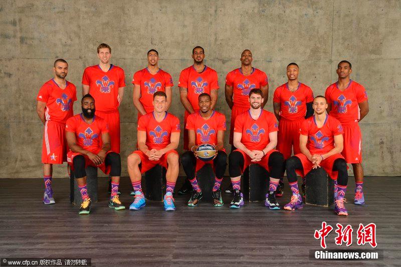 NBA全明星东西部明星队球员集体拍写真--湖南